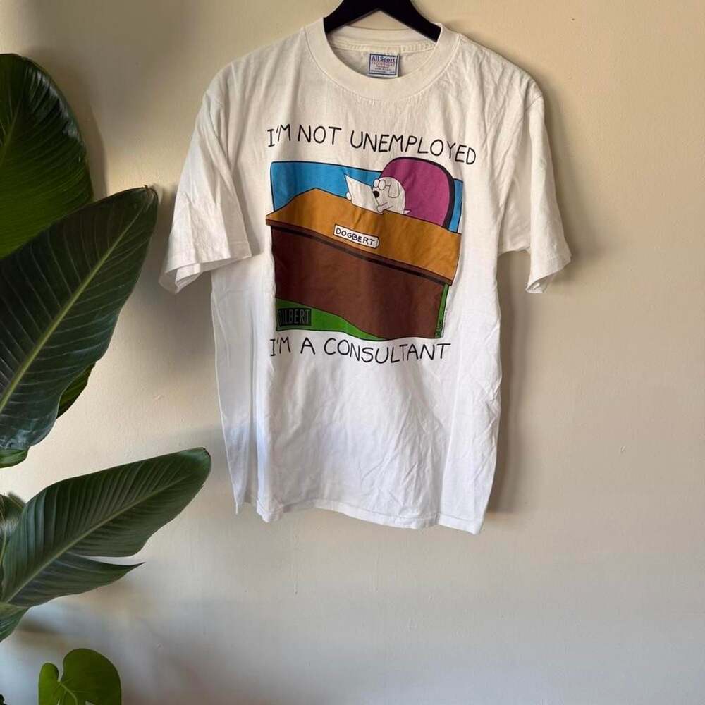 Vintage All Sport Dilbert Dogbert I'm Not Unemployed T-Shirt Size L